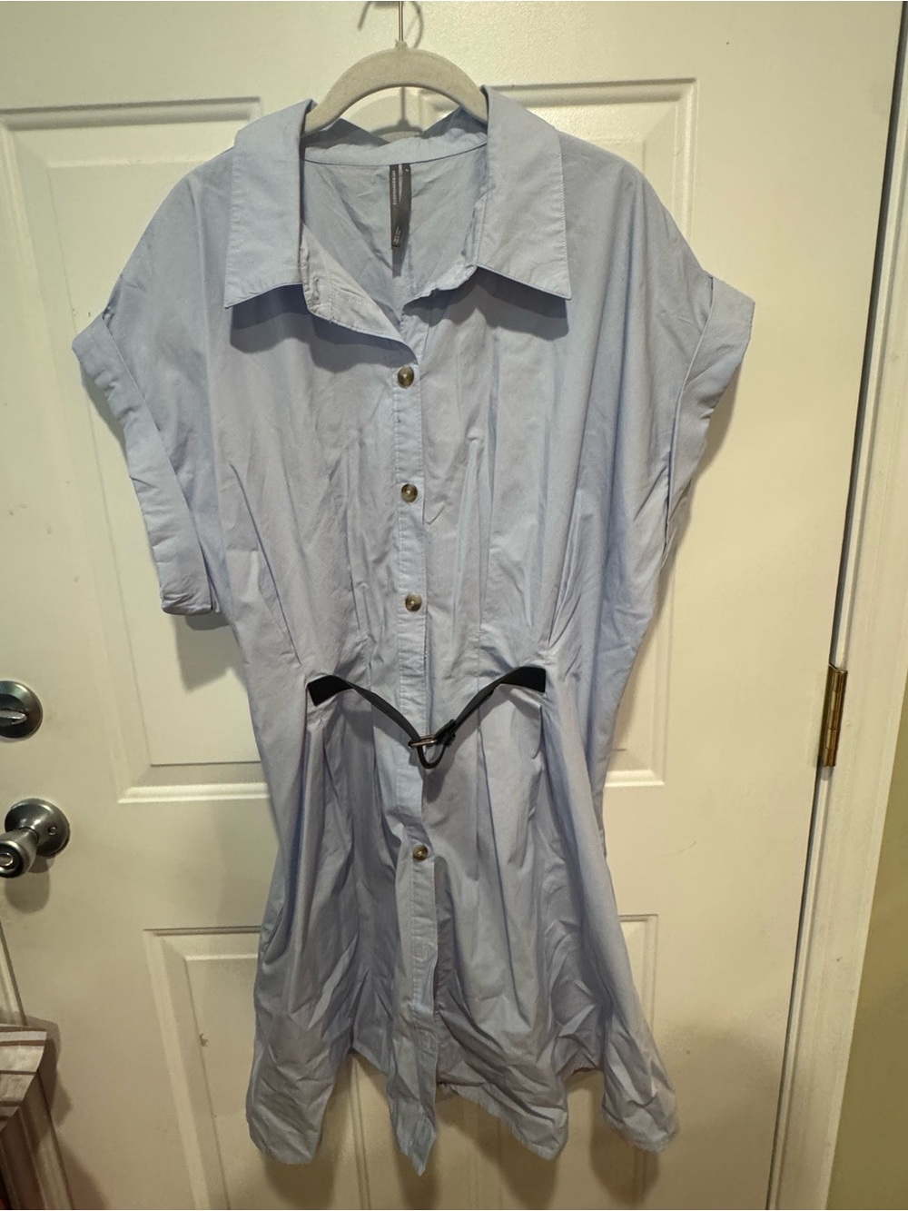 Anthropologie Light Blue Button-Front Shirt Dress